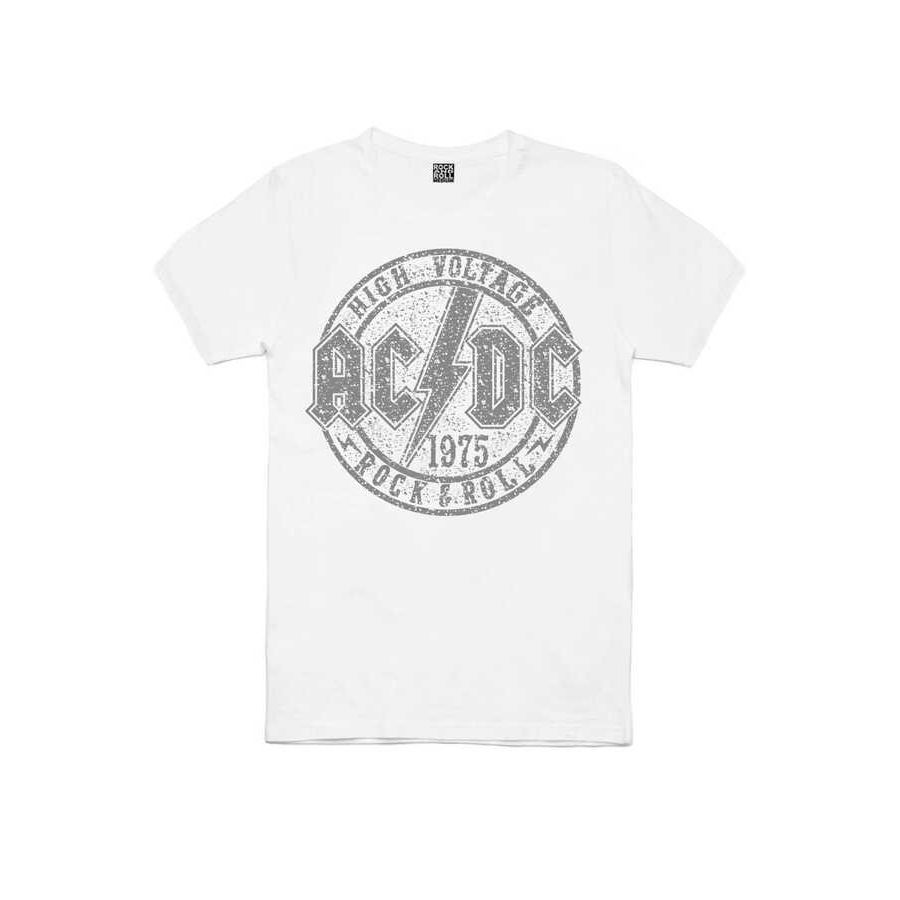 ACDC Short Sleeve Men’s White T-shirt in the Flat – Rock & Metal Merch ...