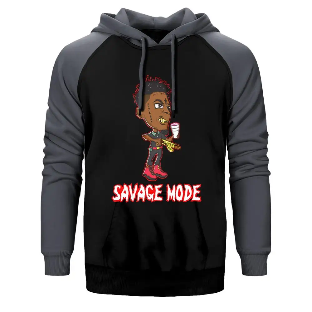 21 Savage Mode Reglan Sleeve Grey Sweatshirt