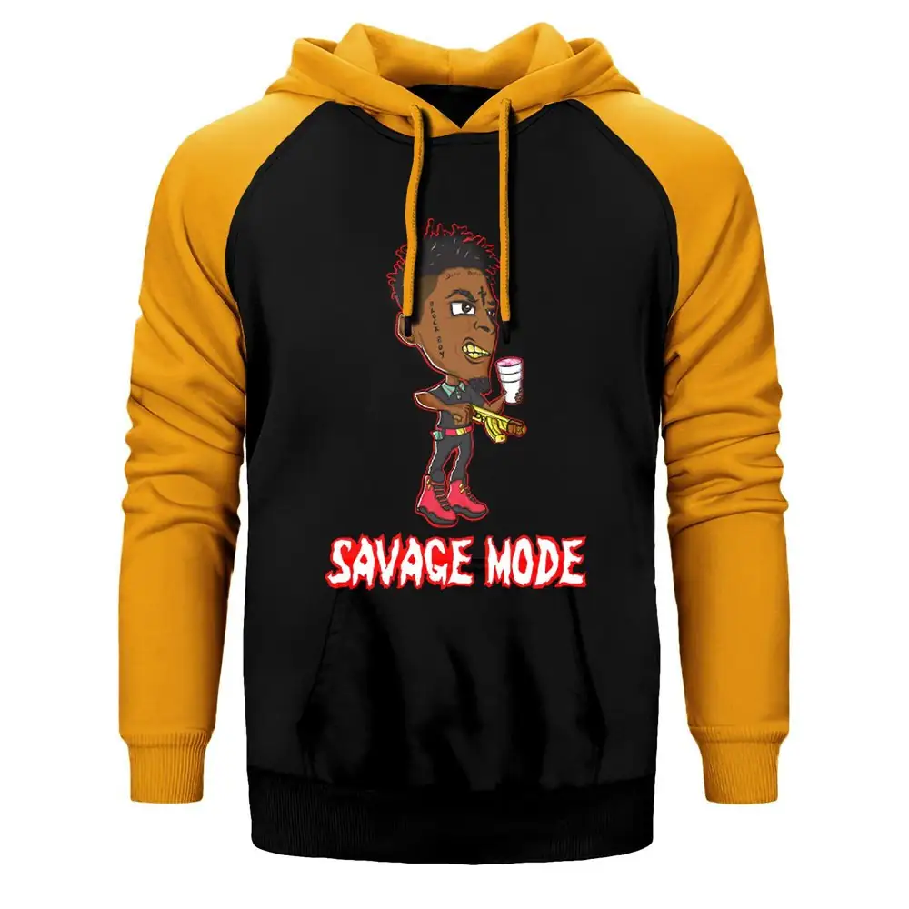 21 Savage Mode Reglan Sleeve Yellow Sweatshirt