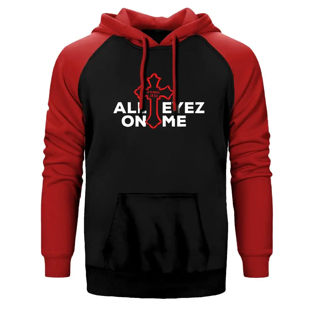 2pac All Eyez on Me Reglan Sleeve Red Sweatshirt