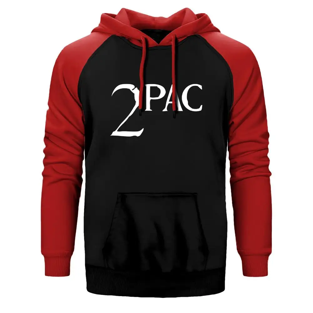 2pac Logo  Raglan Sleeve Red Sweatshirt