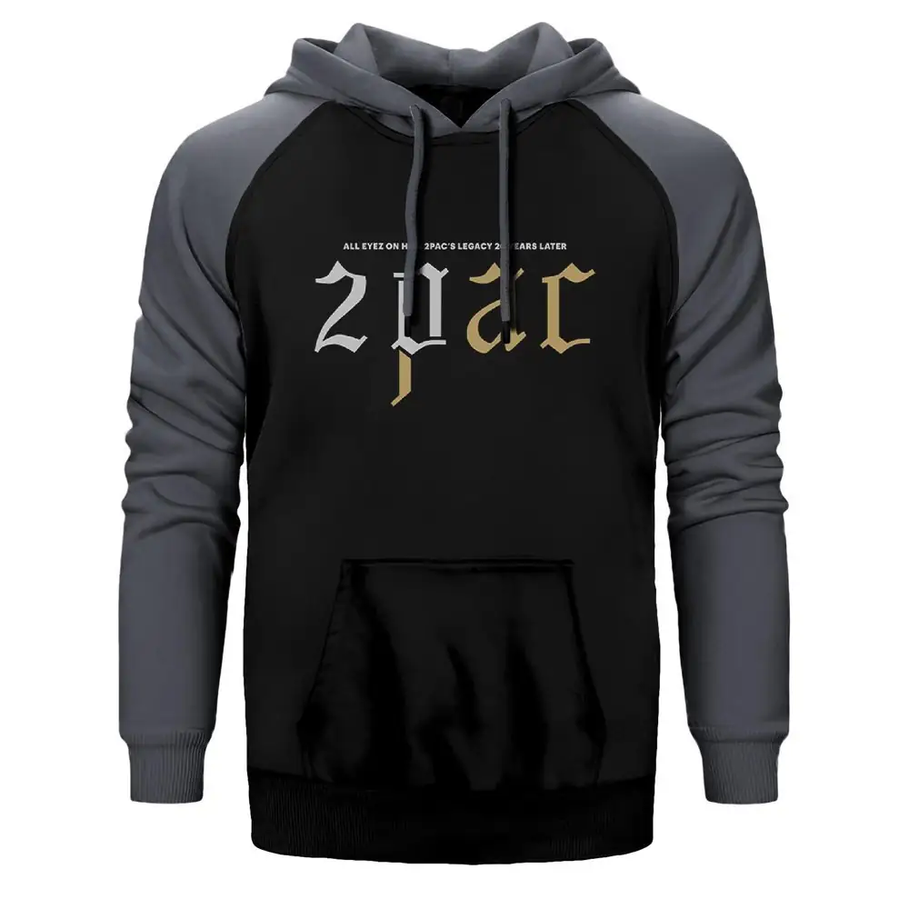 2pac Logo  Raglan Sleeve Grey Sweatshirt