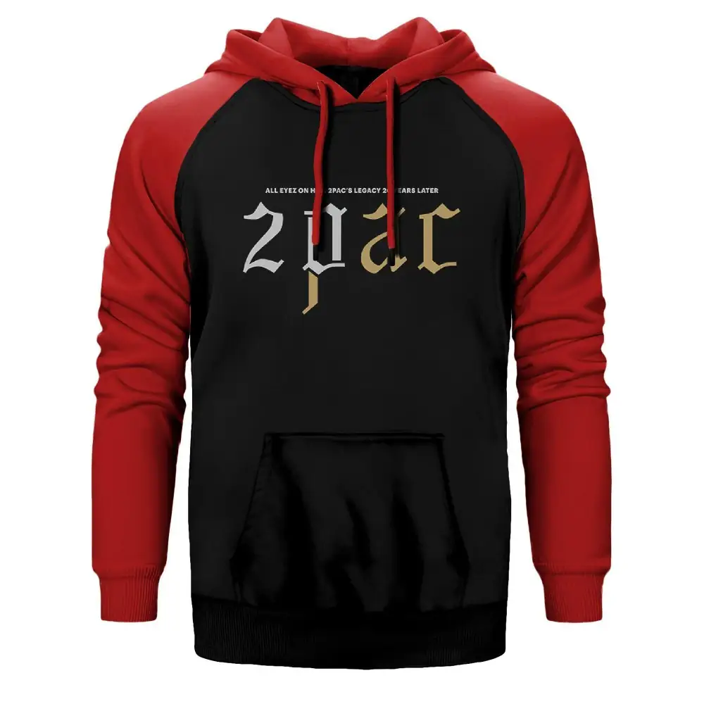 2pac Logo  Raglan Sleeve Red Sweatshirt