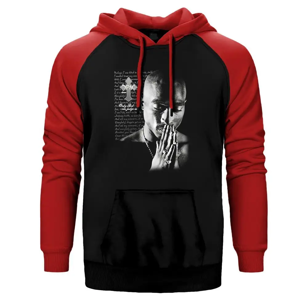 2pac Shakur Only God XXX Raglan Sleeve Red Sweatshirt