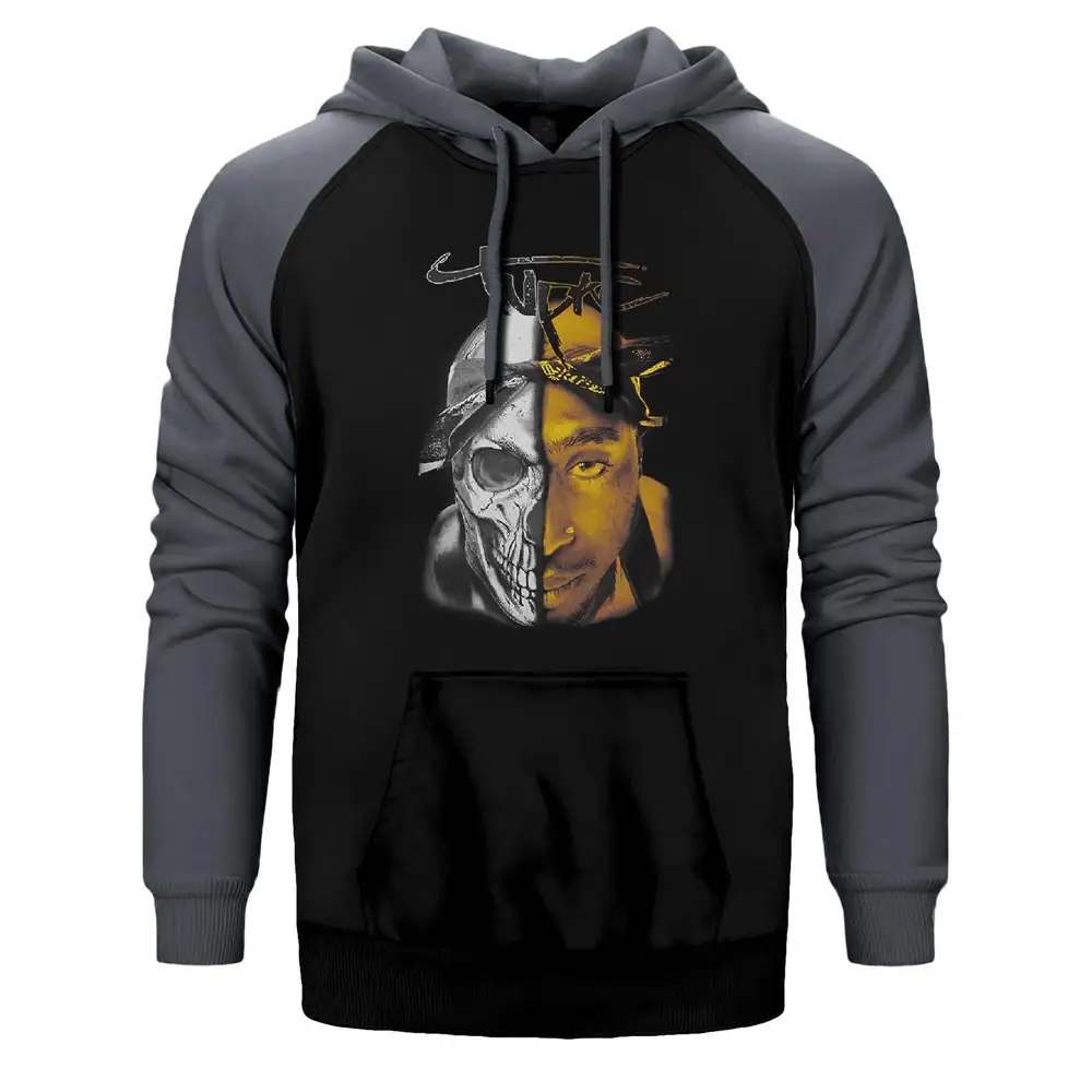2pac Skull Raglan Sleeve Grey Sweatshirt