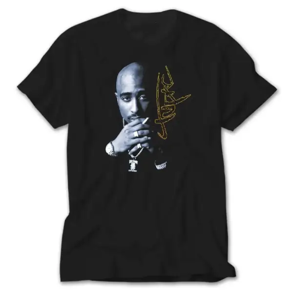 2pac Smoke  Black T-Shirt