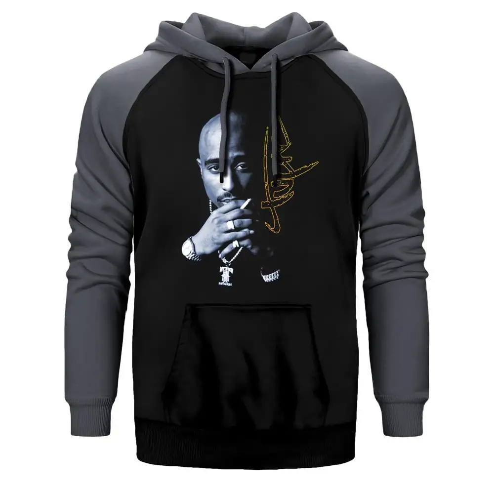 2pac Smoke Raglan Sleeve Grey Sweatshirt