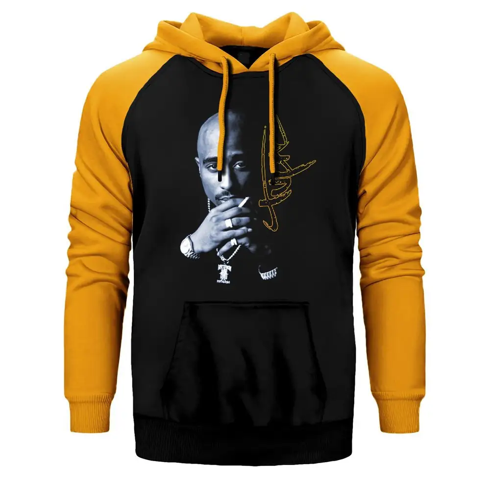 2pac Smoke Raglan Sleeve Yellow Sweatshirt
