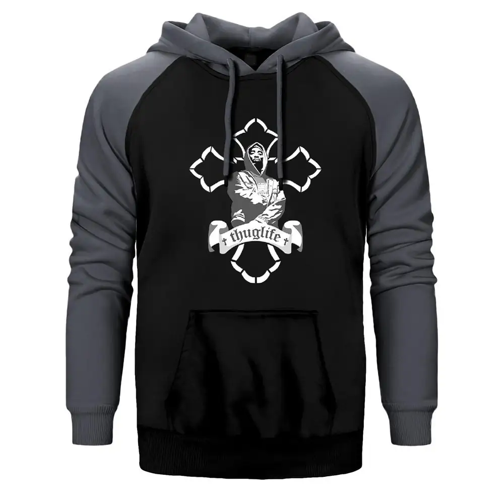 2pac Thug Life Raglan Sleeve Grey Sweatshirt