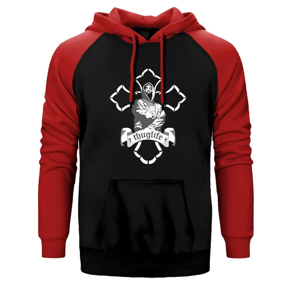 2pac Thug Life Raglan Sleeve Red Sweatshirt