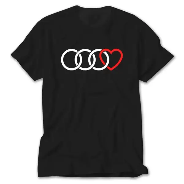 3 Audi Rings Hearth  Black T-Shirt