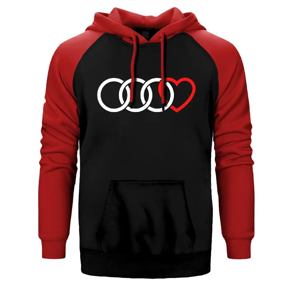 3 Audi Rings Hearth Raglan Sleeve Red Sweatshirt