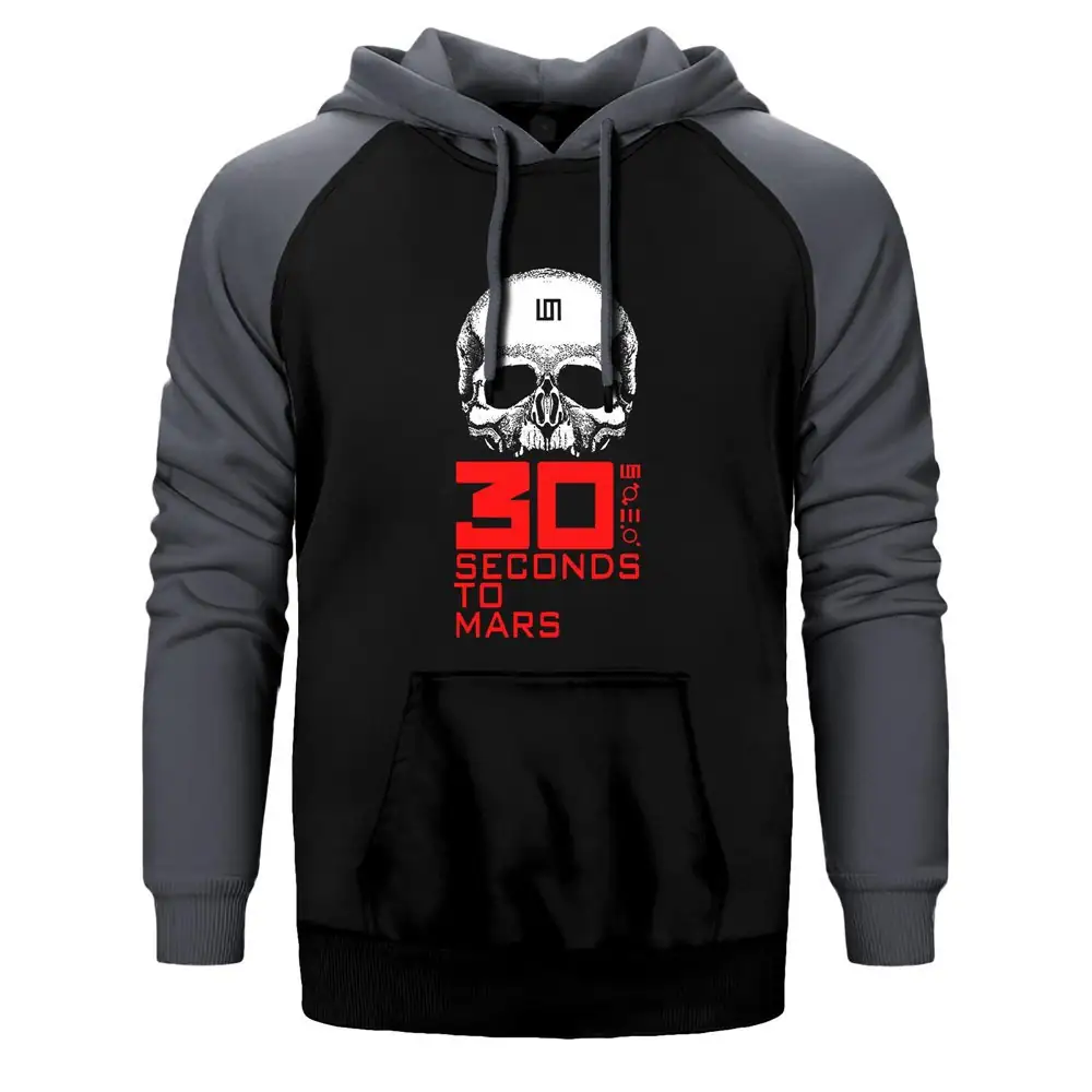 30 Seconds To Mars Skull Raglan Sleeve Grey Sweatshirt