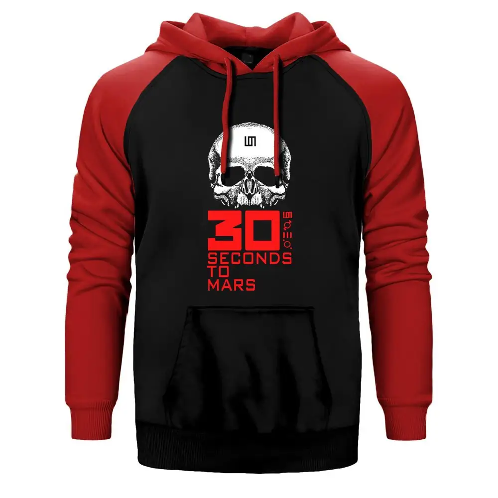 30 Seconds To Mars Skull Raglan Sleeve Red Sweatshirt