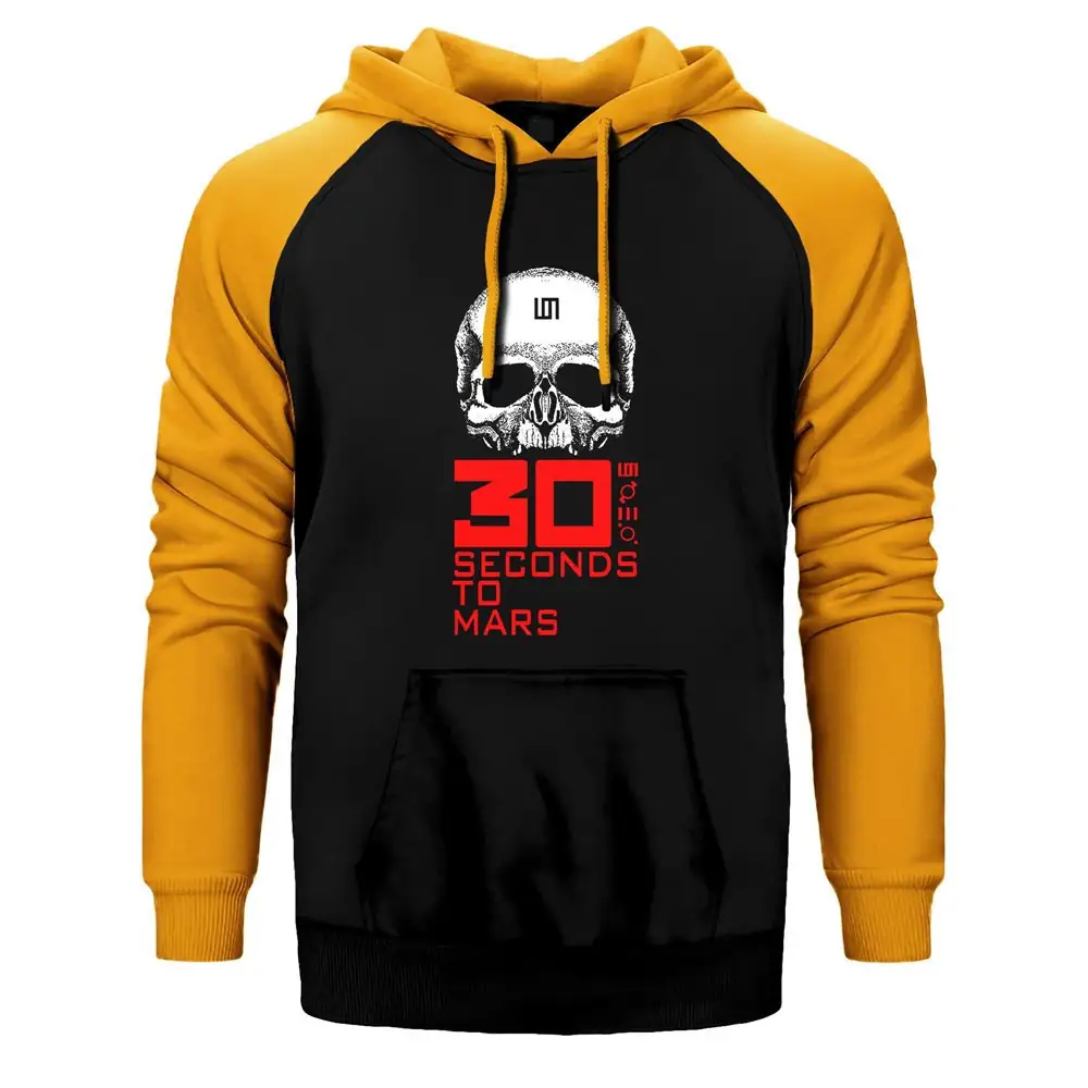 30 Seconds To Mars Skull Raglan Sleeve Yellow Sweatshirt