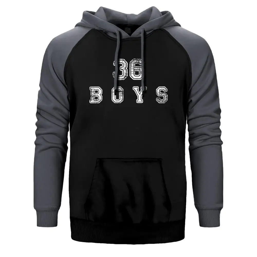 36 Boys Damaged Logo Raglan Sleeve Grey Sweatshirt