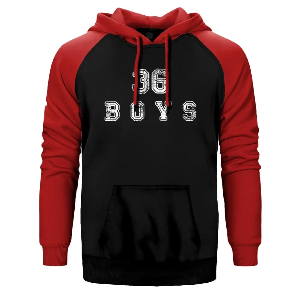 36 Boys Damaged Logo Raglan Sleeve Red Sweatshirt