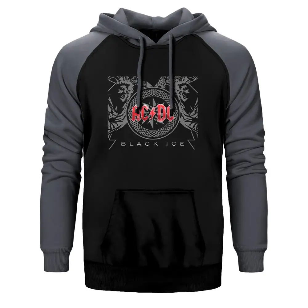 AC DC Black Ice Red Raglan Sleeve Grey Sweatshirt