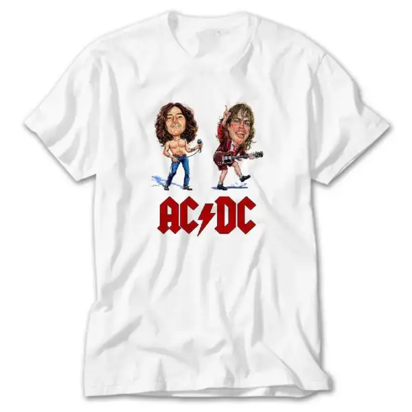 AC DC Cartoon White T-Shirt