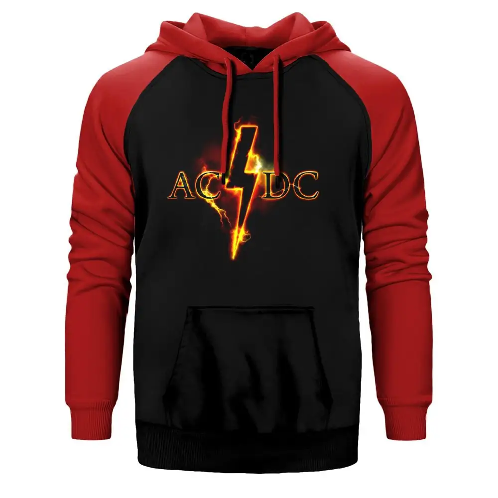 AC DC Fire Lighting Raglan Sleeve Red Sweatshirt