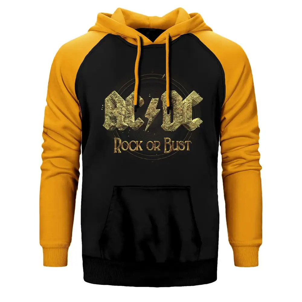AC DC Rock or Bust Raglan Sleeve Yellow Sweatshirt