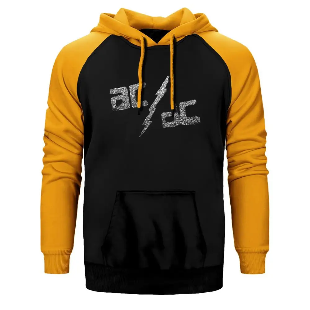AC DC Sprayed Raglan Sleeve Yellow Sweatshirt