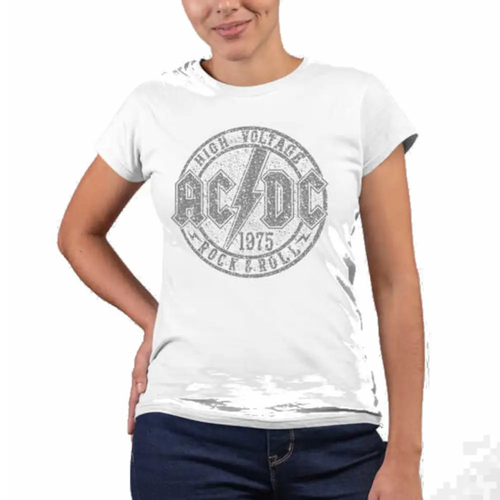 ACDC Short Sleeve Men's White T-shirt in the Flat