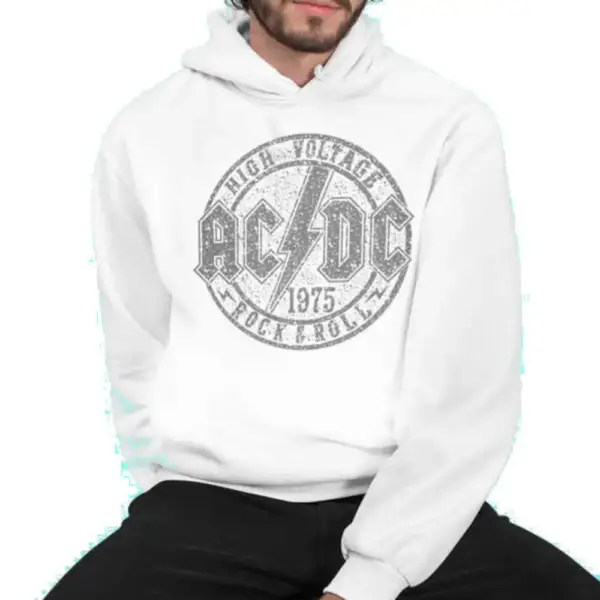 ACDC White Hoodie Men's Sweatshirt