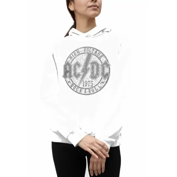 ACDC Women's White Hoodie Sweatshirt