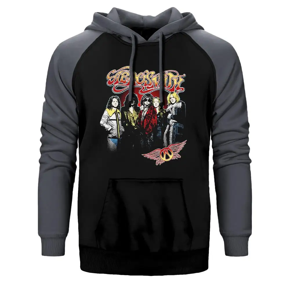 Aerosmith Group Raglan Sleeve Grey Sweatshirt