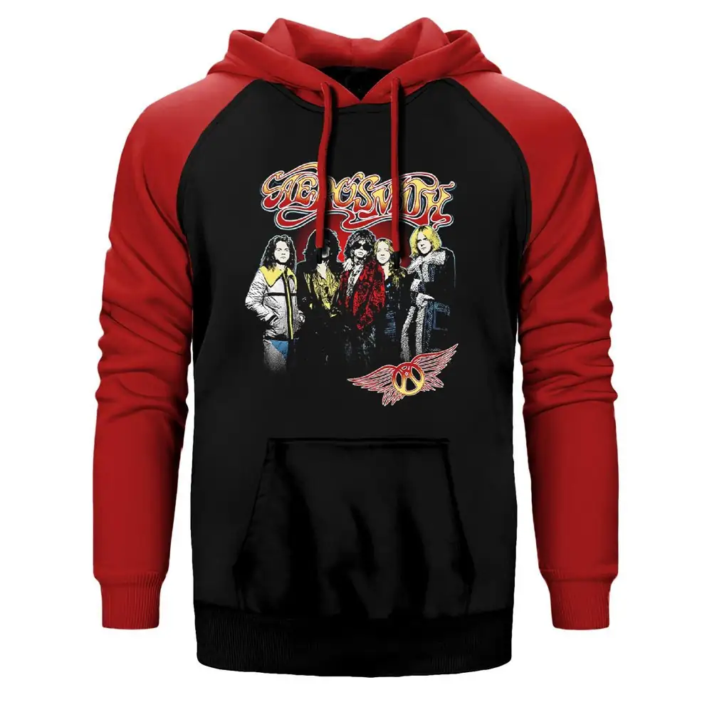 Aerosmith Group Raglan Sleeve Red Sweatshirt