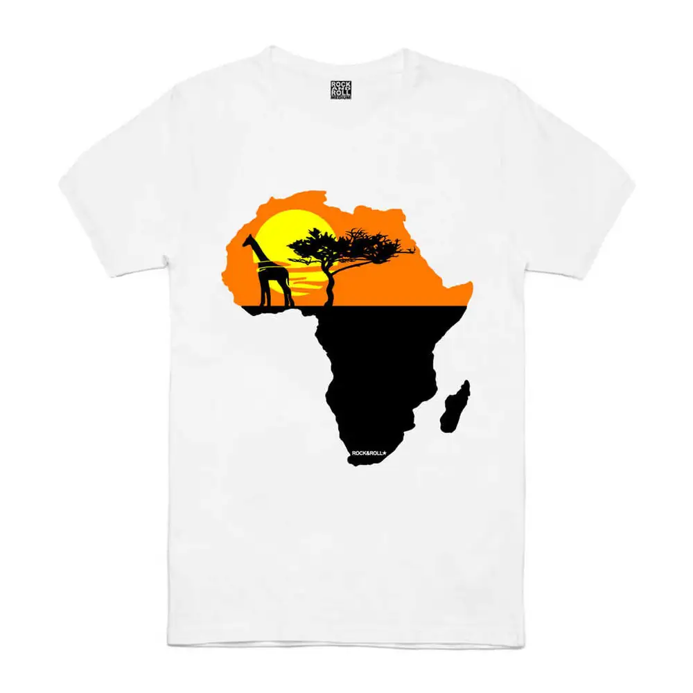 African Sun Short Sleeve Men's White T-shirt