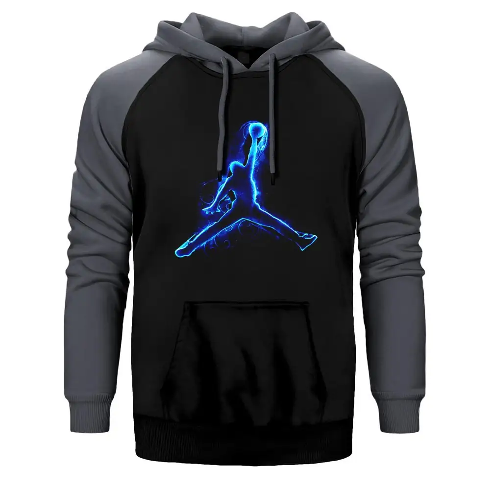 Air Jordan Blue Neon Raglan Sleeve Grey Sweatshirt
