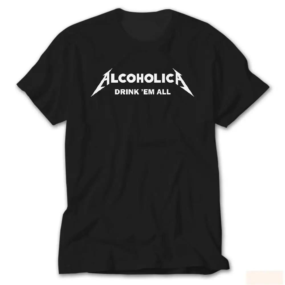 Alcoholica Drink em All Black T-Shirt