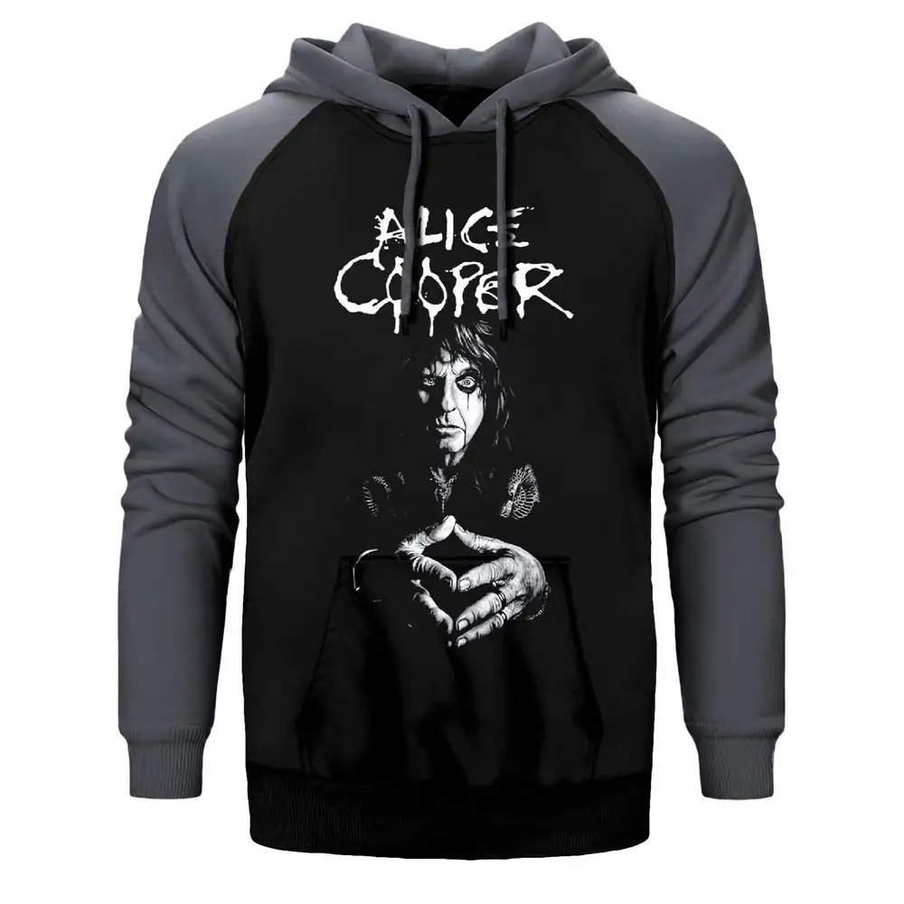Alice Cooper Black and White Raglan Sleeve Grey Sweatshirt