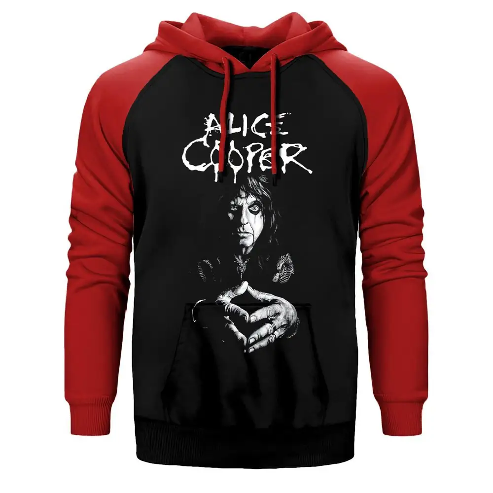 Alice Cooper Black and White Raglan Sleeve Red Sweatshirt