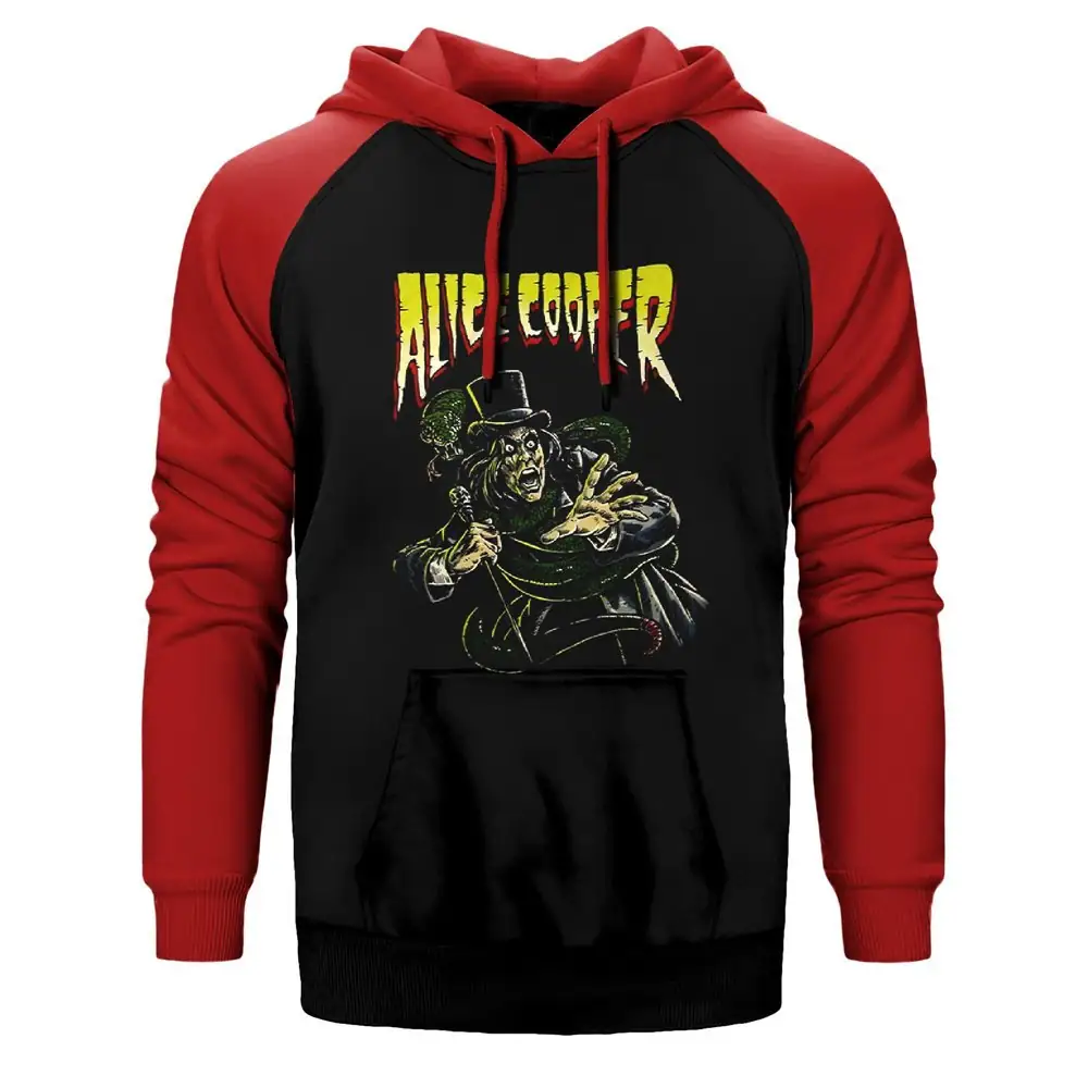 Alice Cooper Comic Raglan Sleeve Red Sweatshirt
