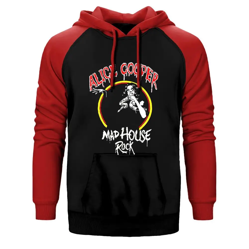 Alice Cooper Mad House Raglan Sleeve Red Sweatshirt