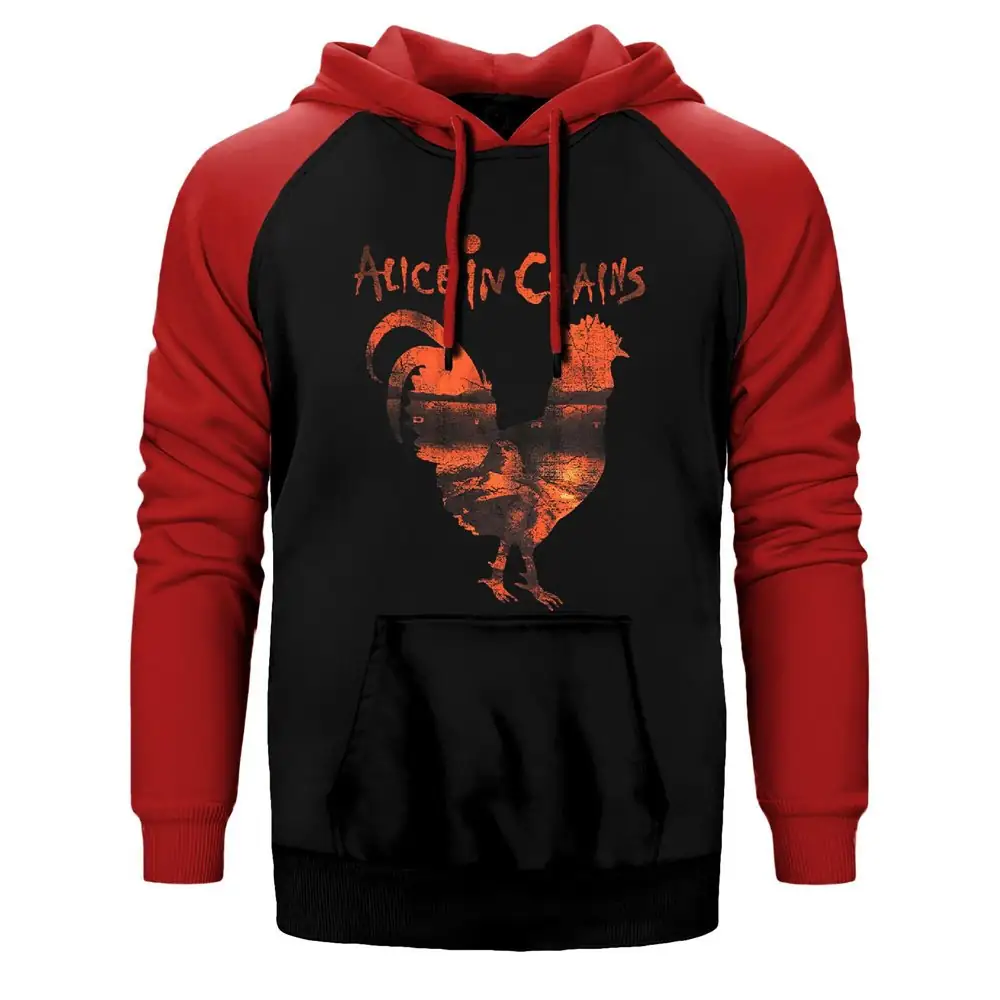 Alice In Chains Rooster Raglan Sleeve Red Sweatshirt