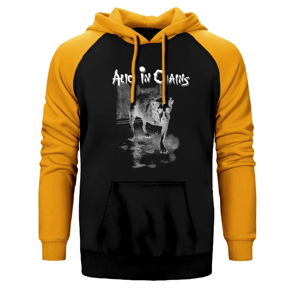 Alice in Chains Dog Raglan Sleeve Yellow Sweatshirt