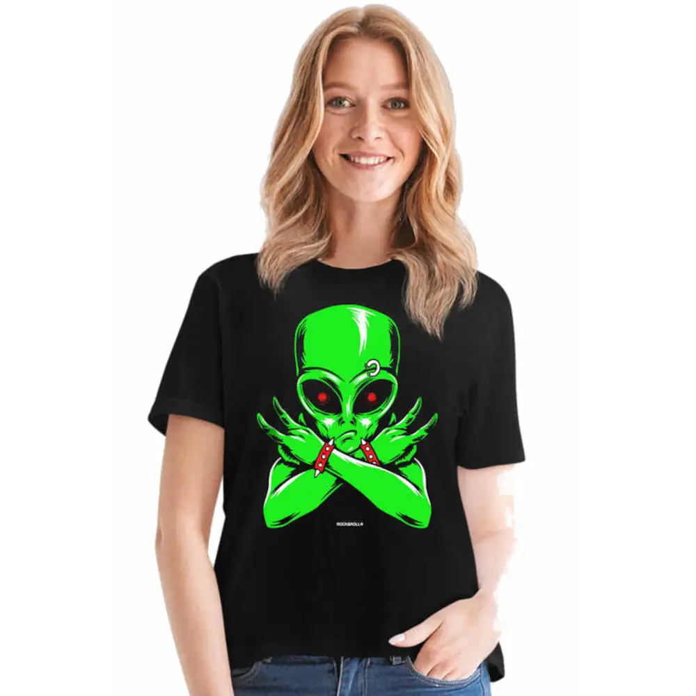 Alien Rocker Short Sleeve Women's Black T-shirt