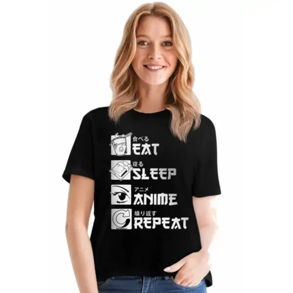 Always Anime Short Sleeve Women's Black T-shirt