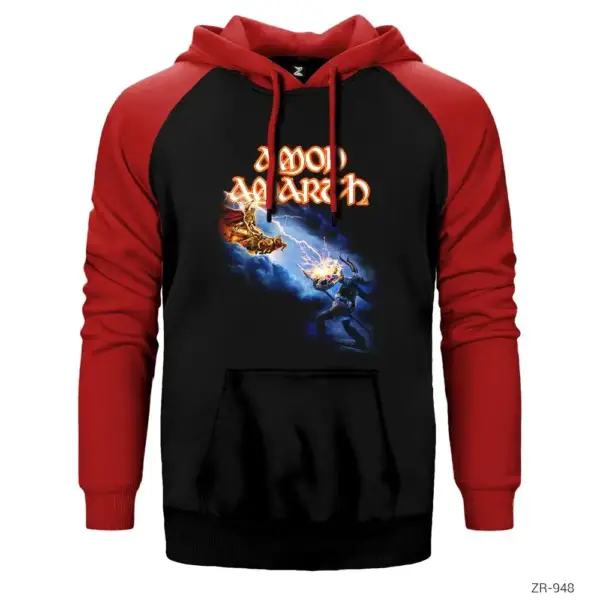 Amon Amarth God Fights Raglan Sleeve Red Sweatshirt