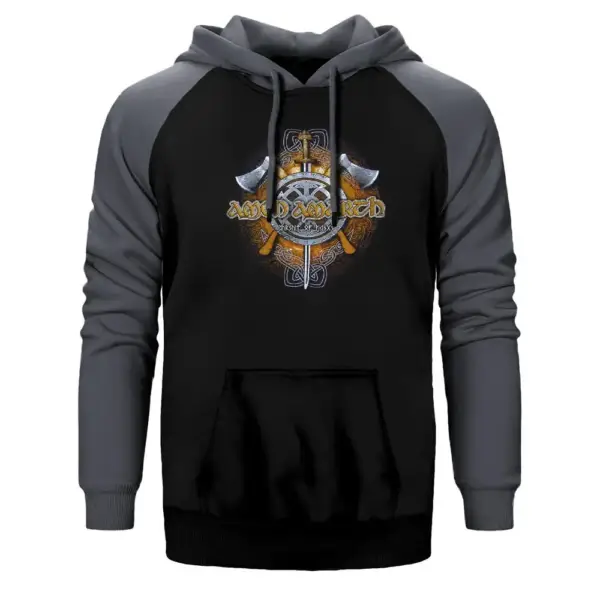 Amon Amarth Sword Axes Raglan Sleeve Grey Sweatshirt