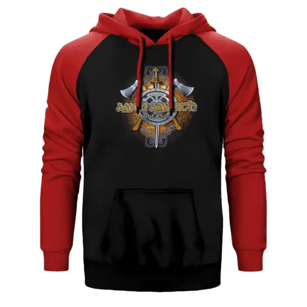 Amon Amarth Sword Axes Raglan Sleeve Red Sweatshirt