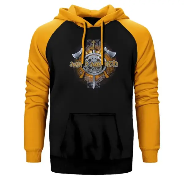 Amon Amarth Sword Axes Raglan Sleeve Yellow Sweatshirt
