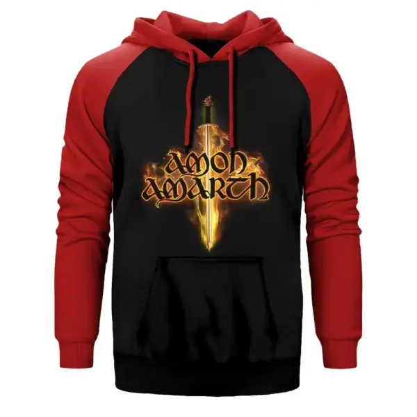 Amon Amarth Sword Raglan Sleeve Red Sweatshirt