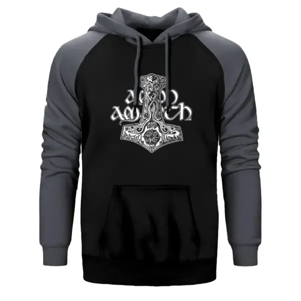 Amon Amarth Thor Hammer Raglan Sleeve Grey Sweatshirt