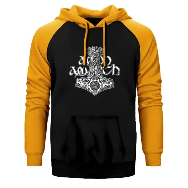 Amon Amarth Thor Hammer Raglan Sleeve Yellow Sweatshirt