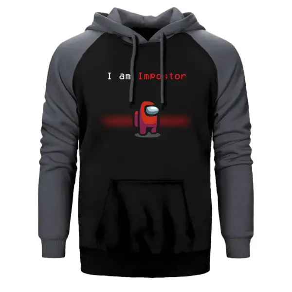 Among Us I am Impostor Raglan Sleeve Grey Sweatshirt